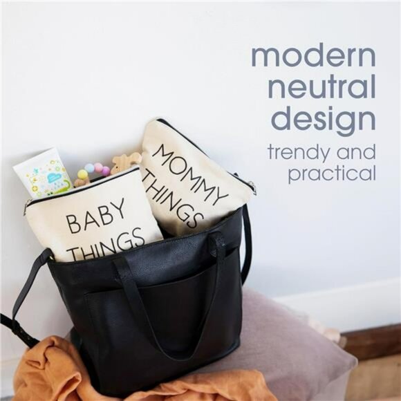 Mommy and Baby Canvas Pouch Set Travel Organizer Cosmetic Diaper Bag Case - Picture 4 of 7